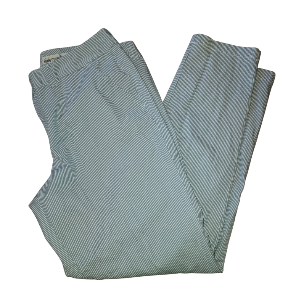Maison Jules Seersucker Lou Lou Striped Pants Grey Combo Women's 8 Coastal Beach